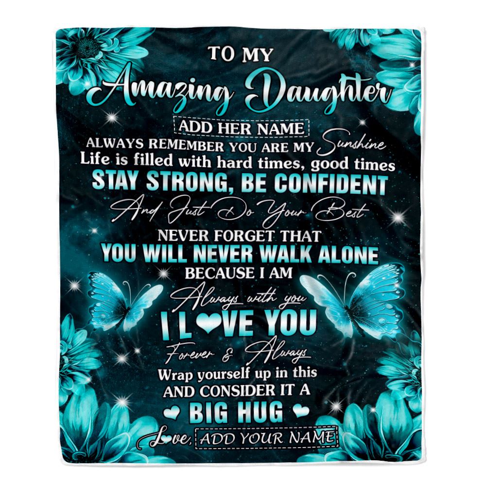 Personalized To My Amazing Daughter Butterfly Blanket From Mom Dad Mother My Sunshine Daughter Birthday Gifts Graduation Christmas Customized Fleece Blanket