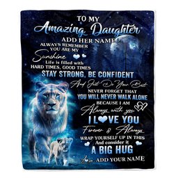Personalized To My Amazing Daughter Lion Blanket From Mom Mother My Sunshine Daughter Birthday Gifts Graduation Christmas Customized Fleece Throw Blanket