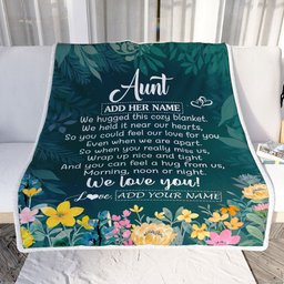 Personalized Aunt Blanket From Niece Nephew Floral Green We Love You Aunt Mothers Day Birthday Gifts Christmas Customized Fleece Throw Blanket