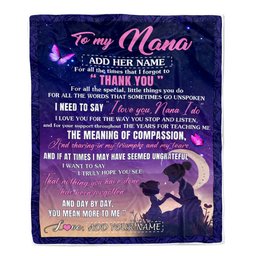 Personalized To My Nana Blanket From Grandkids Granddaughter Night Sky Thank You Love You Nana Birthday Gifts Mothers Day Christmas Customized Fleece Blanket