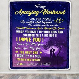 Personalized To My Amazing Husband Blanket Big Hug For Husband Birthday Anniversary Romantic Valentines Gifts For Him Christmas Customized Fleece Blanket