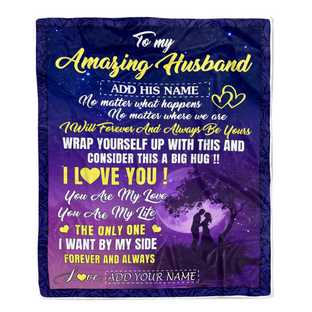 Personalized To My Amazing Husband Blanket Big Hug For Husband Birthday Anniversary Romantic Valentines Gifts For Him Christmas Customized Fleece Blanket