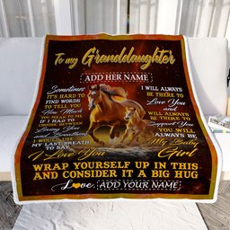 Personalized To My Granddaughter Blanket From Grandma Papa Sometimes It's Hard Horse Granddaughter Birthday Gifts Graduation Christmas Fleece Throw Blanket