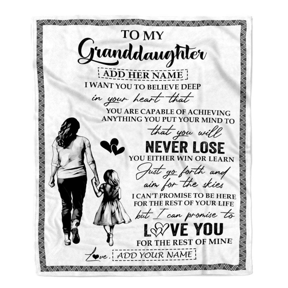 Personalized To My Granddaughter Blanket You Will Never Lose From Grandma Gigi Granddaughter Birthday Gifts Christmas Customized Fleece Throw Blanket