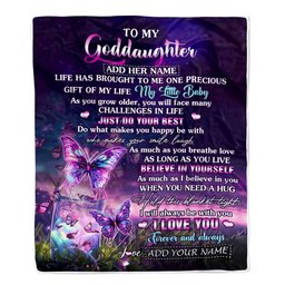 Personalized To My Goddaughter Blanket From Aunt My Little Baby Butterfly Goddaughter Birthday Present Gifts Summer Travel Christmas Customized Fleece Blanket