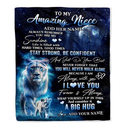 Personalized To My Amazing Niece Lion Blanket From Aunt Auntie My Sunshine Niece Birthday Gifts Graduation Christmas Customized Fleece Throw Blanket