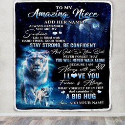 Personalized To My Amazing Niece Lion Blanket From Aunt Auntie My Sunshine Niece Birthday Gifts Graduation Christmas Customized Fleece Throw Blanket