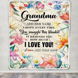Personalized To My Grandma Blanket From Granddaughter Floral I Love You Great Grandma Birthday Gifts Mothers Day Christmas Customized Fleece Blanket