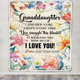 Personalized To My Granddaughter Blanket From Grandma Grandpa Floral I Love You Great Granddaughter Birthday Gifts Christmas Customized Fleece Blanket