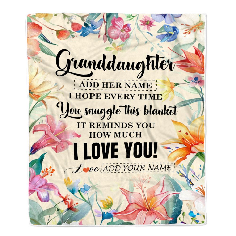 Personalized To My Granddaughter Blanket From Grandma Grandpa Floral I Love You Great Granddaughter Birthday Gifts Christmas Customized Fleece Blanket