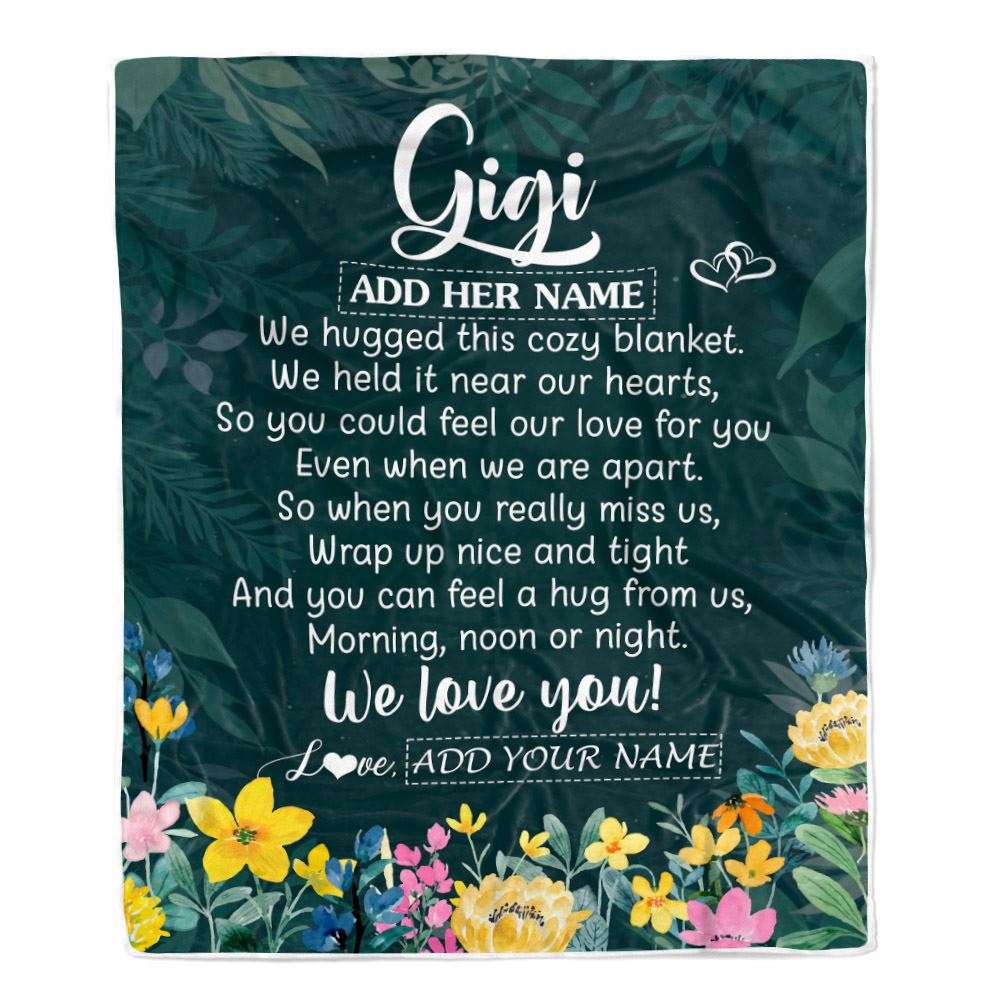 Personalized Gigi Blanket From Granddaughter Grandchildren Floral Green We Love You Gigi Birthday Gifts Mothers Day Christmas Customized Fleece Blanket