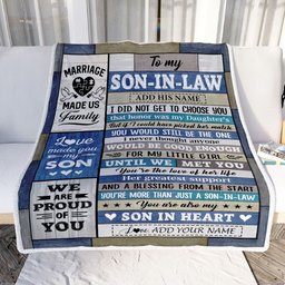 Personalized To My Son-In-Law Gifts Blanket From Mother-In-Law Wood Son Heart Birthday Gifts Ideas Fathers Day Christmas Customized Fleece Throw Blanket