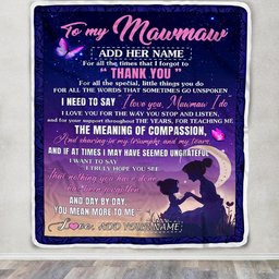 Personalized To My Mawmaw Blanket From Grandkids Grandson Night Sky Thank You Love You Mawmaw Birthday Gifts Mothers Day Christmas Customized Fleece Blanket