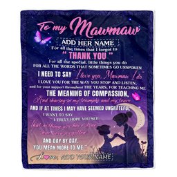 Personalized To My Mawmaw Blanket From Grandkids Grandson Night Sky Thank You Love You Mawmaw Birthday Gifts Mothers Day Christmas Customized Fleece Blanket