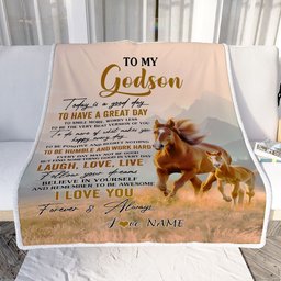 Personalized To My Godson Horse Blanket From Godmother Uncle Every Day Laugh Love Live Godson Birthday Gifts Graduation Christmas Customized Fleece Blanket