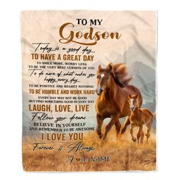 Personalized To My Godson Horse Blanket From Godmother Uncle Every Day Laugh Love Live Godson Birthday Gifts Graduation Christmas Customized Fleece Blanket