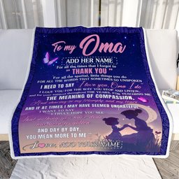 Personalized To My Oma Blanket From Grandkids Granddaughter Night Sky Thank You Love You Oma Birthday Gifts Mothers Day Christmas Customized Fleece Blanket