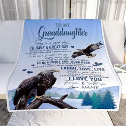 Personalized To My Granddaughter Eagle Blanket From Grandma Grandpa Every Day Laugh Love Live Granddaughter Birthday Gifts Christmas Fleece Throw Blanket