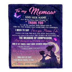 Personalized To My Memaw Blanket From Grandkids Grandson Night Sky Thank You Love You Memaw Birthday Gifts Mothers Day Christmas Customized Fleece Blanket