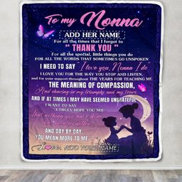 Personalized To My Nonna Blanket From Grandkids Grandson Night Sky Thank You Love You Nonna Birthday Gifts Mothers Day Christmas Customized Fleece Blanket