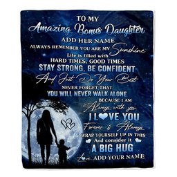 Personalized To My Amazing Bonus Daughter Blanket From Stepmother My Sunshine Stepdaughter Birthday Gifts Christmas Customized Fleece Throw Blanket