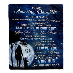 Personalized To My Amazing Daughter Blanket From Mom Mother My Sunshine Daughter Birthday Gifts Graduation Christmas Customized Fleece Throw Blanket