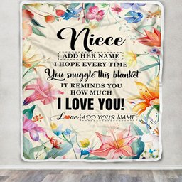 Personalized To My Niece Blanket From Aunt Uncle Auntie Floral I Love You Great Niece Birthday Gifts Graduation Christmas Customized Fleece Throw Blanket