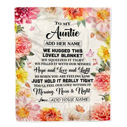 Personalized To My Auntie Blanket From Niece Floral We Hugged This Lovely Auntie Birthday Gifts Mothers Day Christmas Customized Fleece Throw Blanket