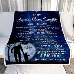 Personalized To My Amazing Bonus Daughter Blanket From Stepdad My Sunshine Stepdaughter Birthday Gifts Christmas Customized Fleece Throw Blanket