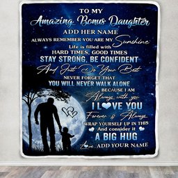 Personalized To My Amazing Bonus Daughter Blanket From Stepdad My Sunshine Stepdaughter Birthday Gifts Christmas Customized Fleece Throw Blanket