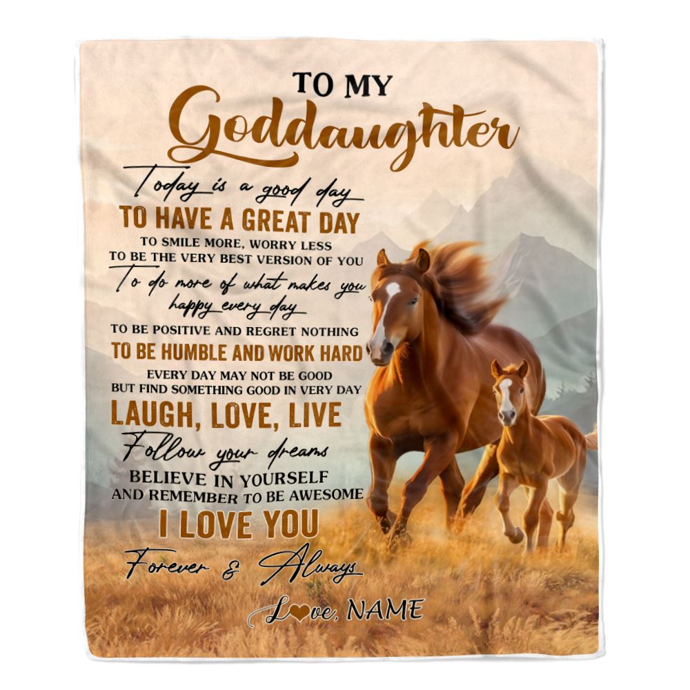 Personalized To My Goddaughter Horse Blanket From Godmother Uncle Every Day Laugh Love Live Goddaughter Birthday Gifts Christmas Customized Fleece Blanket
