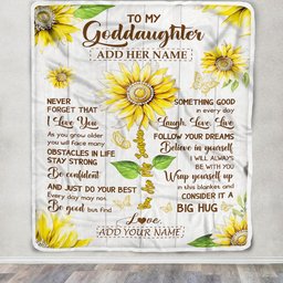 Personalized To My Goddaughter Gift Blanket From Godmother Uncle Sunflower Laugh Love Live Goddaughter Birthday Graduation Christmas Customized Fleece Blanket