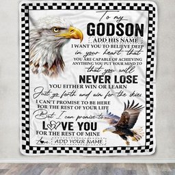 Personalized To My Godson Blanket From Godmother Uncle You Will Never Lose Eagle Godson Birthday Gifts Graduation Christmas Customized Fleece Throw Blanket
