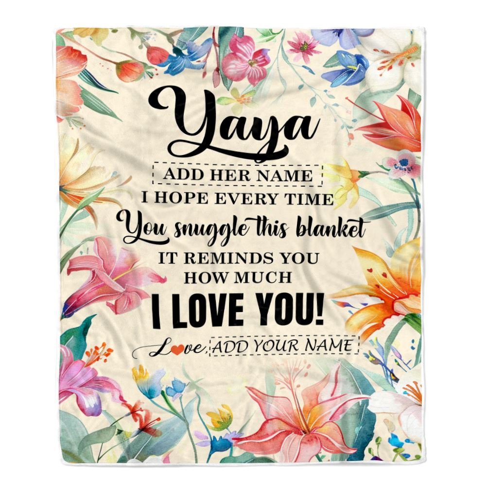 Personalized To My Yaya Blanket From Kids Floral I Love You Great Yaya Birthday Gifts Mothers Day Christmas Thanksgiving Customized Fleece Throw Blanket