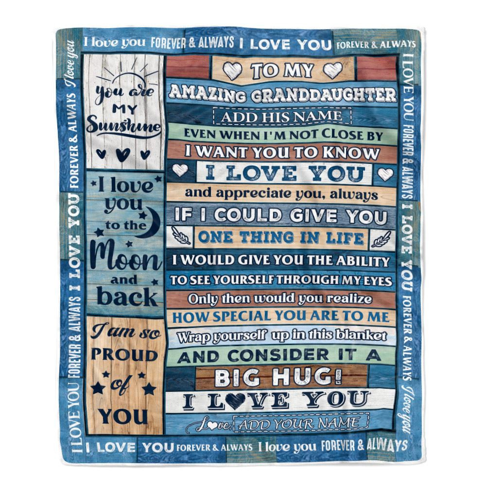 Personalized To My Amazing Granddaughter Gifts From Grandma Blanket Wood Great Words Birthday Gifts For Granddaughter Customized Christmas Fleece Blanket