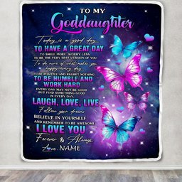 Personalized To My Goddaughter Butterfly Blanket From Godmother Aunt Every Day Laugh Love Live Goddaughter Birthday Gifts Christmas Customized Fleece Blanket