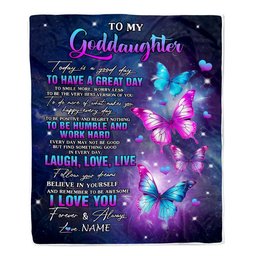 Personalized To My Goddaughter Butterfly Blanket From Godmother Aunt Every Day Laugh Love Live Goddaughter Birthday Gifts Christmas Customized Fleece Blanket