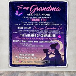 Personalized To My Grandma Blanket From Granddaughter Night Sky Thank You Love You Grandma Birthday Gifts Mothers Day Christmas Customized Fleece Blanket