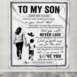 Personalized To My Son Blanket You Will Never Lose From Mom Mother Son Birthday Gifts Graduation Christmas Customized Fleece Throw Blanket