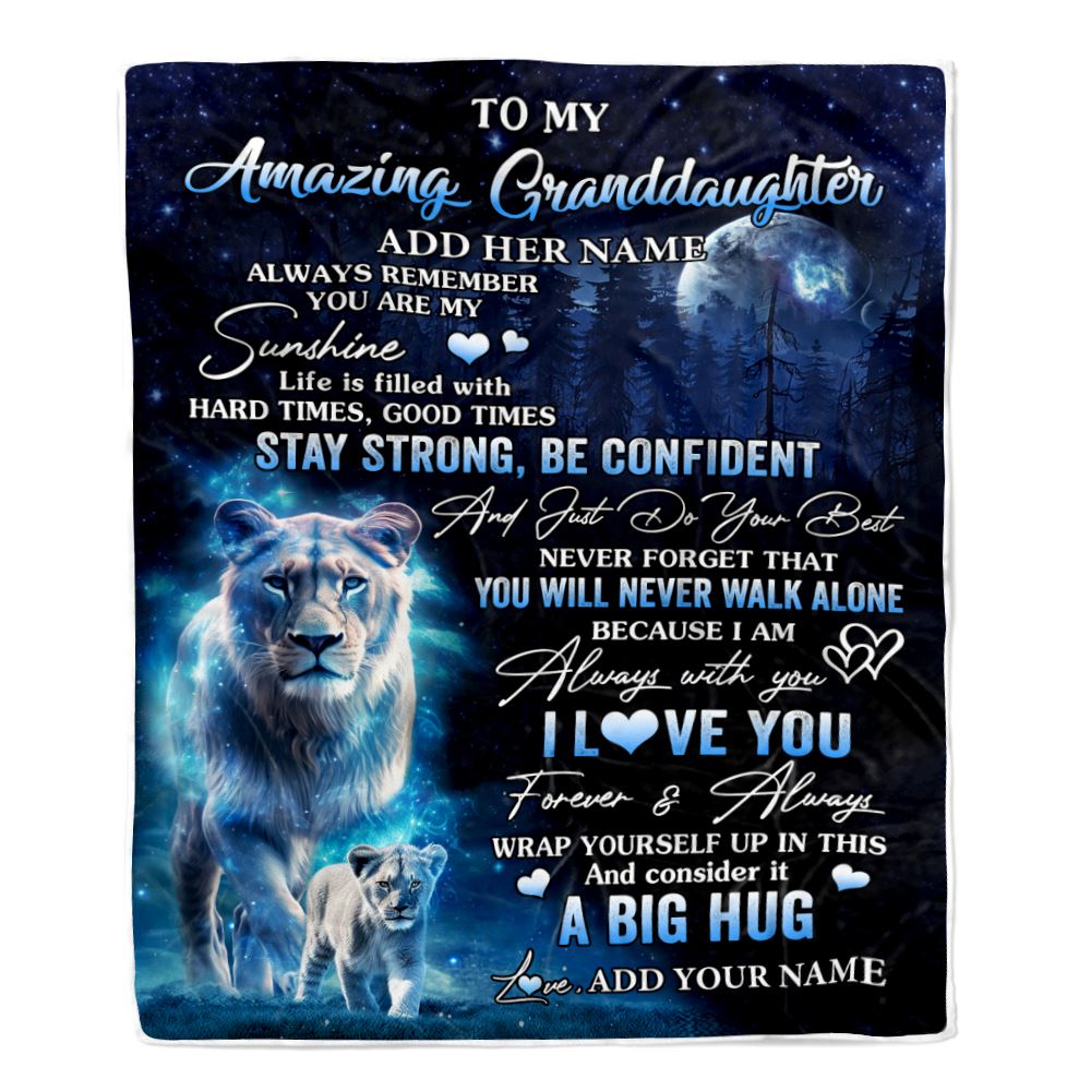 Personalized To My Amazing Granddaughter Lion Blanket From Grandma Gigi My Sunshine Granddaughter Birthday Gifts Graduation Christmas Fleece Throw Blanket