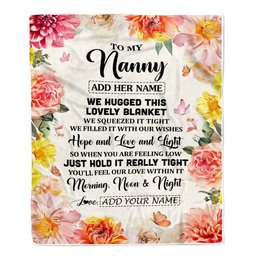 Personalized To My Nanny Blanket From Kids Floral We Hugged This Lovely Nanny Birthday Gifts Mothers Day Thanksgiving Christmas Customized Fleece Blanket