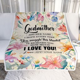 Personalized To My Godmother Blanket From Niece Nephew Floral I Love You Great Aunt Birthday Gifts Mothers Day Christmas Customized Fleece Throw Blanket