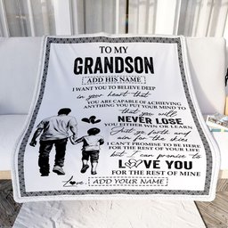Personalized To My Grandson Blanket You Will Never Lose From Papa Grandpa Grandson Birthday Gifts Graduation Christmas Customized Fleece Throw Blanket