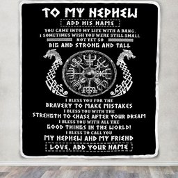 Personalized To My Nephew Viking Blanket From Uncle My Nephew And My Friend Scandinavian Norse Runes Nephew Birthday Gifts Christmas Customized Fleece Blanket