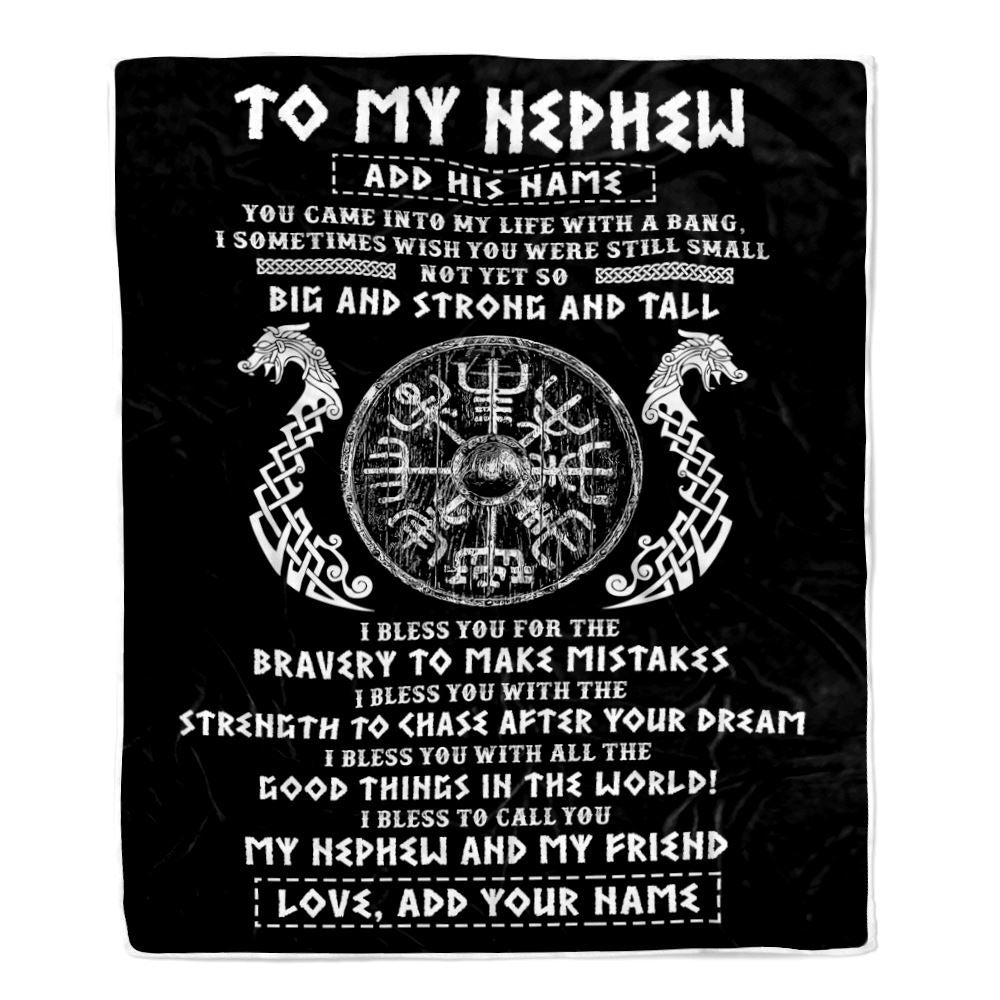 Personalized To My Nephew Viking Blanket From Uncle My Nephew And My Friend Scandinavian Norse Runes Nephew Birthday Gifts Christmas Customized Fleece Blanket