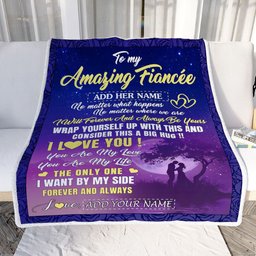 Personalized To My Amazing Fianc??e Blanket Big Hug For Future Husband Birthday Gifts Anniversary Romantic Gift Valentines For Her Christmas Fleece Blanket