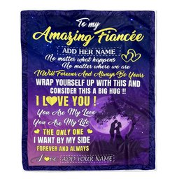Personalized To My Amazing Fianc??e Blanket Big Hug For Future Husband Birthday Gifts Anniversary Romantic Gift Valentines For Her Christmas Fleece Blanket