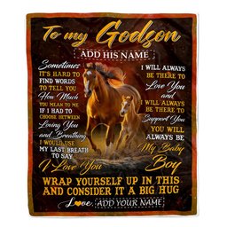 Personalized To My Godson Gift Blanket From Godmother Uncle Sometimes It's Hard Horse Godson Birthday Gifts Graduation Christmas Customized Fleece Blanket