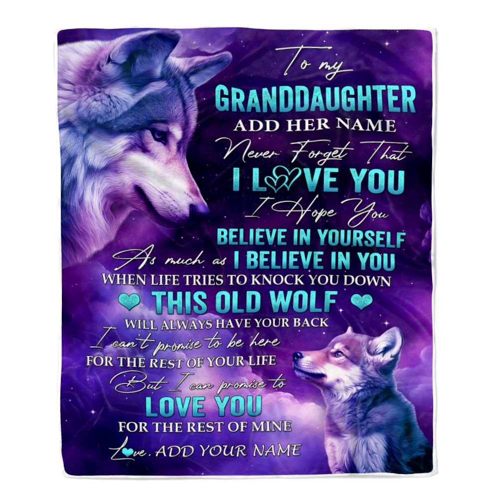 Personalized To My Granddaughter Blanket From Grandma Nana Wolf Never Forget I Love You Granddaughter Birthday Gifts Graduation Christmas Fleece Throw Blanket
