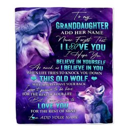 Personalized To My Granddaughter Blanket From Grandma Nana Wolf Never Forget I Love You Granddaughter Birthday Gifts Graduation Christmas Fleece Throw Blanket
